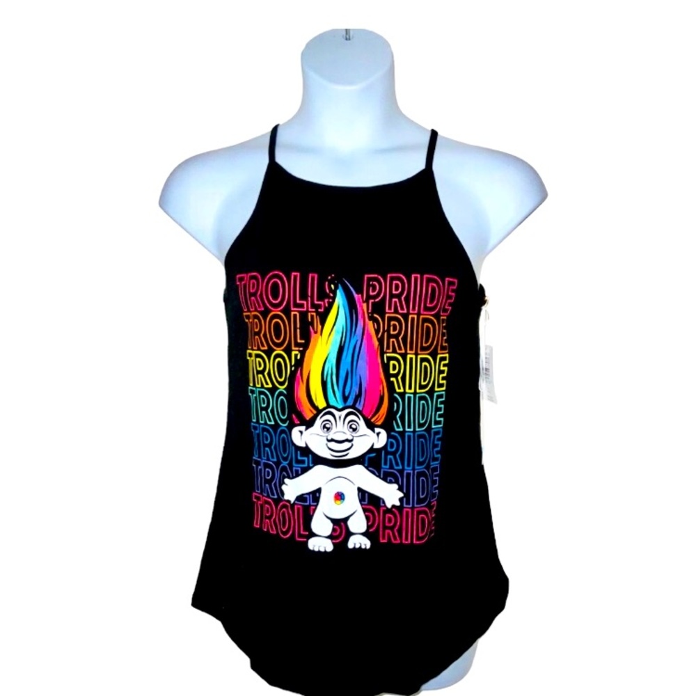 Torrid 1X Tank Black TROLLS RAINBOW HI-NECK FOXY TANK PRIDE Stretch Torridstrong